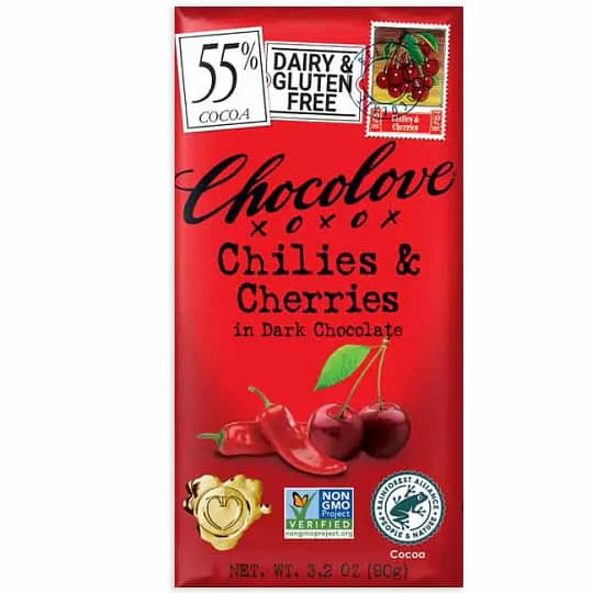 Chocolove Bar 55% Cocoa Chilies & Cherries 3.2 oz.